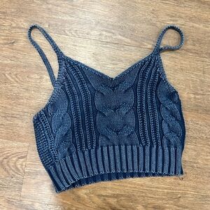 blue crochet tank top